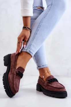 Clearance Boto Zamszowe Półbuty Loafery La.Fi Brązowe Sapphira