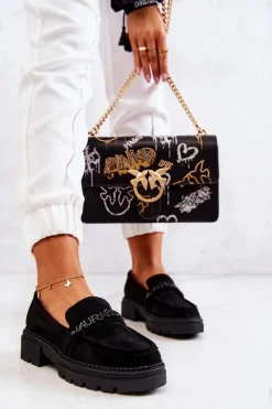 Boto Zamszowe Półbuty Loafery Literki La.Fi 210001B-SU Czarne