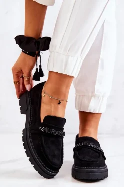 Boto Zamszowe Półbuty Loafery Literki La.Fi 210001B-SU Czarne