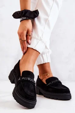 Boto Zamszowe Półbuty Loafery Literki La.Fi 210001B-SU Czarne