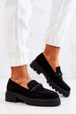Boto Zamszowe Półbuty Loafery Literki La.Fi 210001B-SU Czarne
