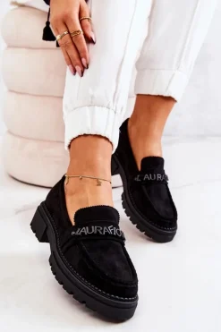 Boto Zamszowe Półbuty Loafery Literki La.Fi 210001B-SU Czarne