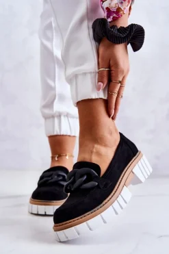 Online Boto Zamszowe Półbuty Loafery Z Ozdobą Czarne Talisa