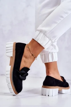 Online Boto Zamszowe Półbuty Loafery Z Ozdobą Czarne Talisa