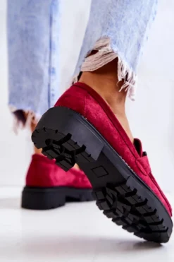 Boto Mokasyny Damskie Zamszowe*Zamszowe Półbuty Loafery Z Ozdobą La.Fi 210031FU-SU Fuksja