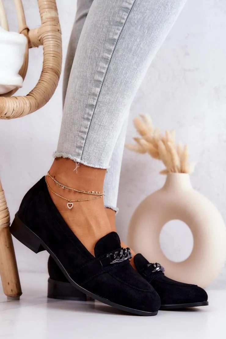 Damskie Buty damskie Vinceza Zamszowe Półbuty Mokasyny Czarne Yasmin