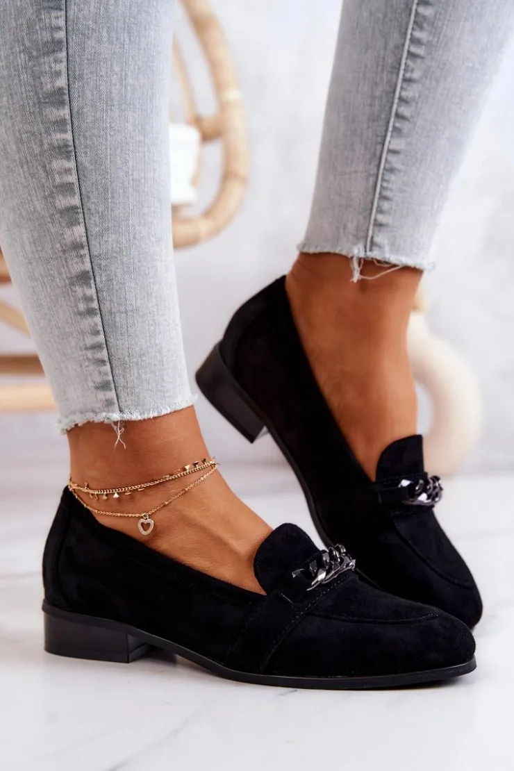 Damskie Buty damskie Vinceza Zamszowe Półbuty Mokasyny Czarne Yasmin