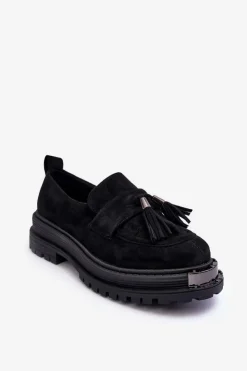 New Boto Zamszowe Półbuty Mokasyny Damskie Czarne Ramvli