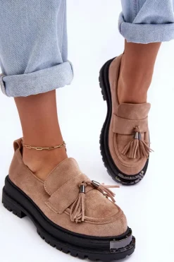 Boto Mokasyny Damskie Zamszowe*Zamszowe Półbuty Mokasyny Damskie Beżowe Ramvli
