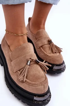 Boto Mokasyny Damskie Zamszowe*Zamszowe Półbuty Mokasyny Damskie Beżowe Ramvli