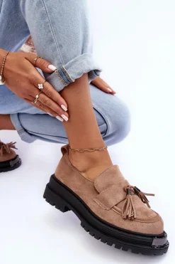 Boto Mokasyny Damskie Zamszowe*Zamszowe Półbuty Mokasyny Damskie Beżowe Ramvli