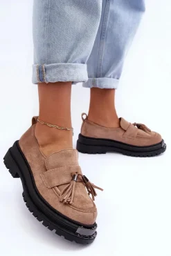 Boto Mokasyny Damskie Zamszowe*Zamszowe Półbuty Mokasyny Damskie Beżowe Ramvli