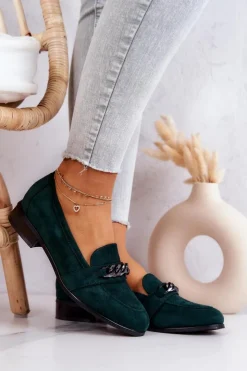 Damskie Buty damskie Vinceza Zamszowe Półbuty Mokasyny Zielone Yasmin