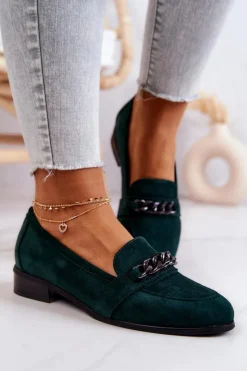 Damskie Buty damskie Vinceza Zamszowe Półbuty Mokasyny Zielone Yasmin