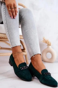 Damskie Buty damskie Vinceza Zamszowe Półbuty Mokasyny Zielone Yasmin