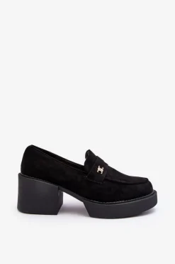 Clearance Boto Zamszowe Półbuty Na Obcasie Damskie Czarne Afnira