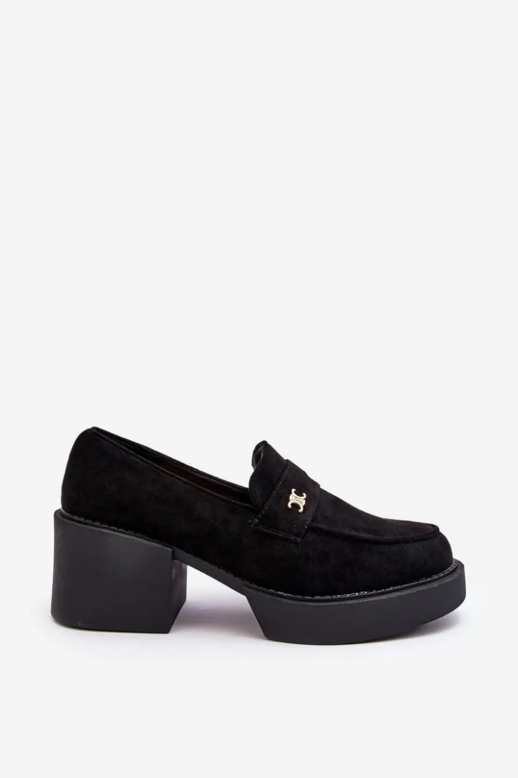 Clearance Boto Zamszowe Półbuty Na Obcasie Damskie Czarne Afnira