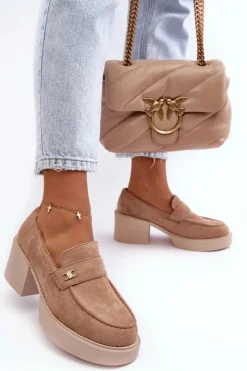 Boto Czółenka Na Platformie|Czółenka Zamszowe*Zamszowe Półbuty Na Obcasie Damskie Beżowe Afnira