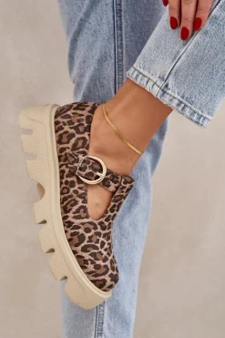 Zazoo Zamszowe Półbuty Z Klamrą W Panterkę 20183 Brązowe Brązowy