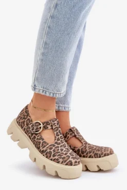 Zazoo Zamszowe Półbuty Z Klamrą W Panterkę 20183 Brązowe Brązowy