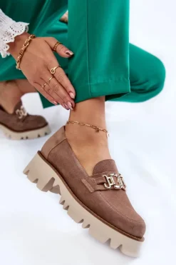 Discount Laura Messi Zamszowe Półbuty Z Ozdobą 2489 Brązowe Brązowy
