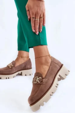 Discount Laura Messi Zamszowe Półbuty Z Ozdobą 2489 Brązowe Brązowy