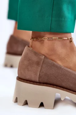 Discount Laura Messi Zamszowe Półbuty Z Ozdobą 2489 Brązowe Brązowy