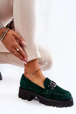 Best Laura Messi Zamszowe Półbuty Z Ozdobą 2489 Zielone Zielony