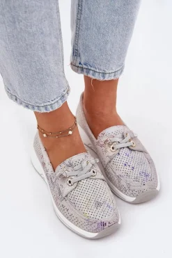 Artiker Zamszowe Półbuty Ze Skóry Naturalnej Na Platformie 56C2104 Szare