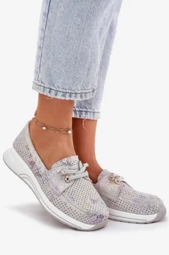 Artiker Zamszowe Półbuty Ze Skóry Naturalnej Na Platformie 56C2104 Szare