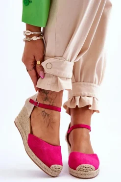 Best Boto Zamszowe Sandałki Espadryle Na Koturnie Fuksja Cammer