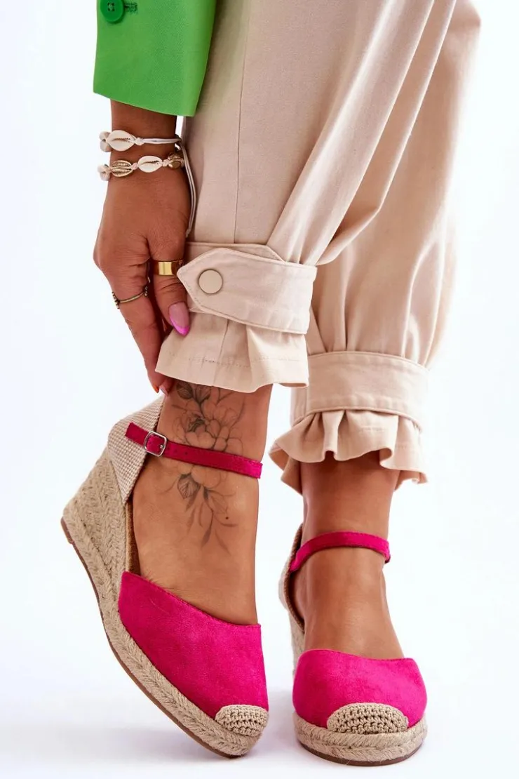 Best Boto Zamszowe Sandałki Espadryle Na Koturnie Fuksja Cammer