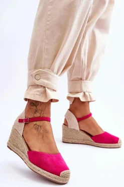 Best Boto Zamszowe Sandałki Espadryle Na Koturnie Fuksja Cammer