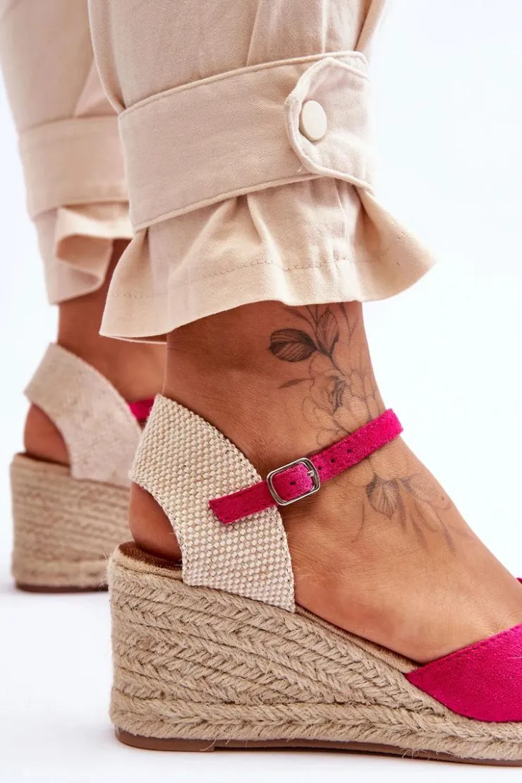 Best Boto Zamszowe Sandałki Espadryle Na Koturnie Fuksja Cammer