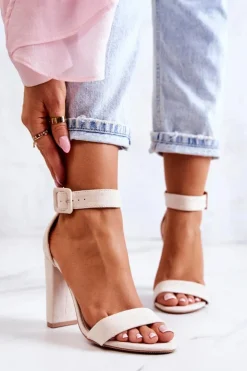 Best Boto Zamszowe Sandałki Na Obcasie Beżowe Jacqueline