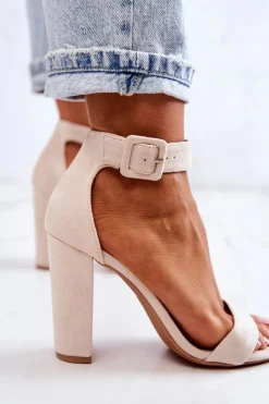 Best Boto Zamszowe Sandałki Na Obcasie Beżowe Jacqueline