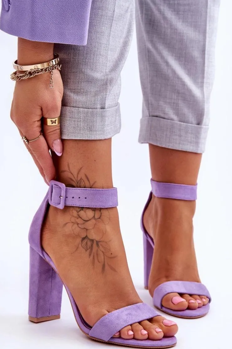 Best Boto Zamszowe Sandałki Na Obcasie Fioletowe Jacqueline
