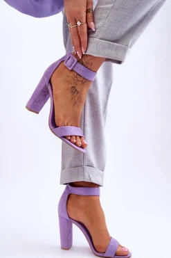 Best Boto Zamszowe Sandałki Na Obcasie Fioletowe Jacqueline