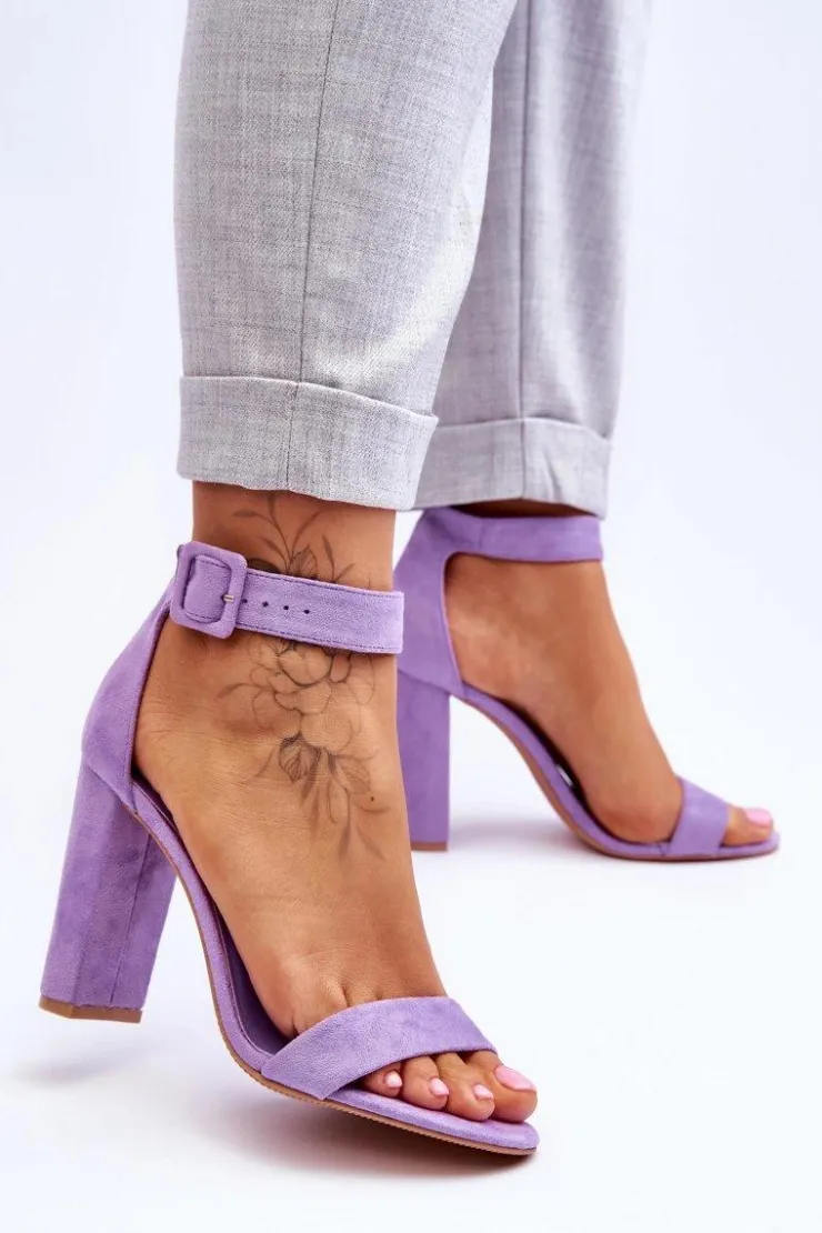 Best Boto Zamszowe Sandałki Na Obcasie Fioletowe Jacqueline