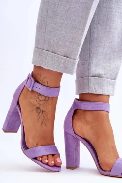 Best Boto Zamszowe Sandałki Na Obcasie Fioletowe Jacqueline