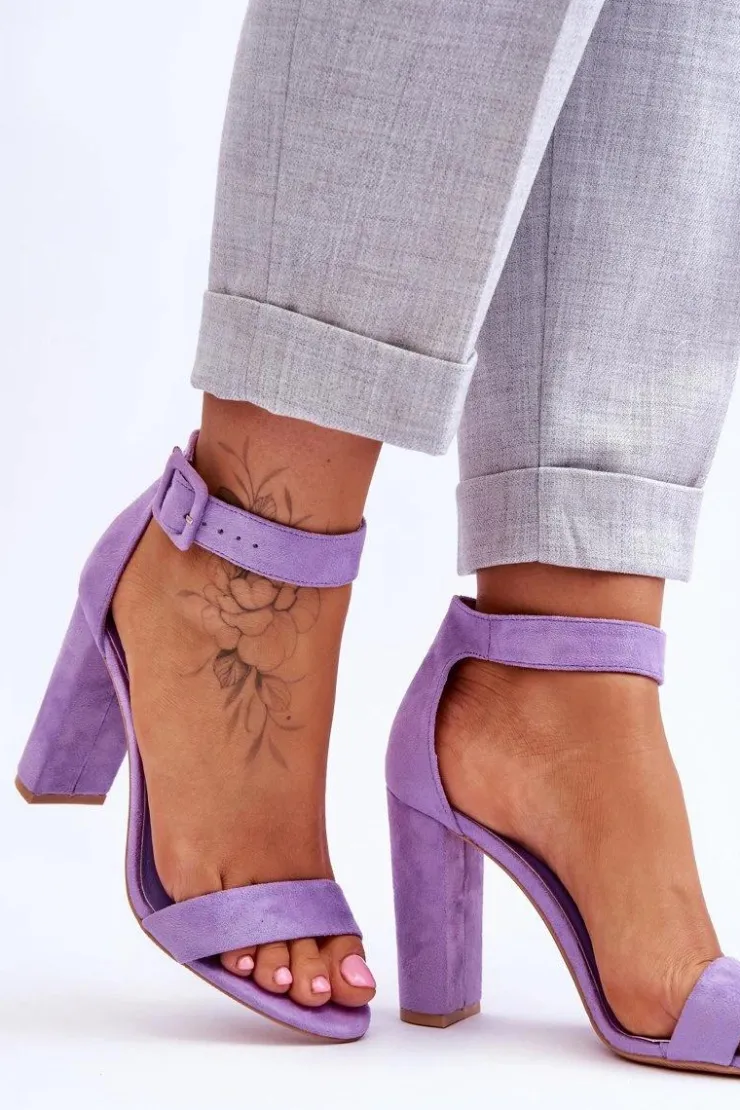 Best Boto Zamszowe Sandałki Na Obcasie Fioletowe Jacqueline