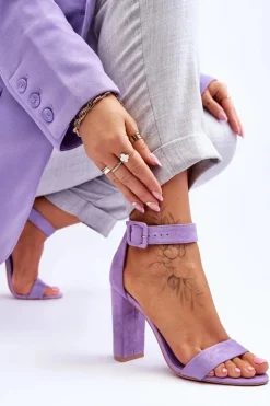 Best Boto Zamszowe Sandałki Na Obcasie Fioletowe Jacqueline