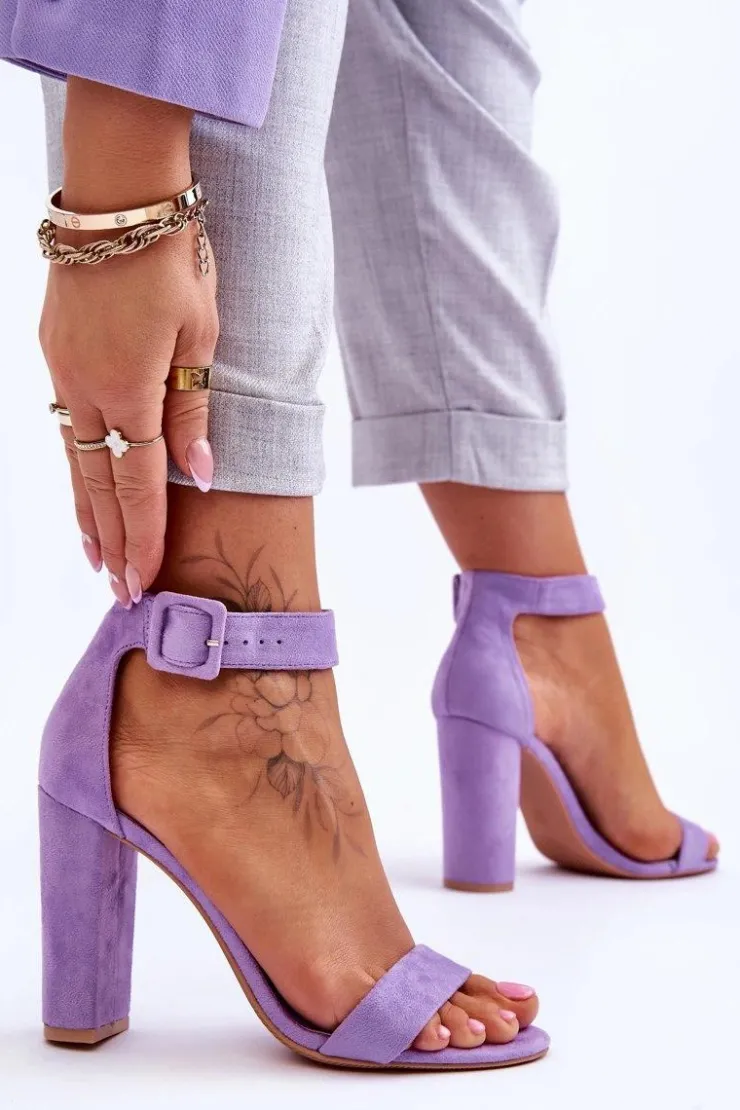 Best Boto Zamszowe Sandałki Na Obcasie Fioletowe Jacqueline
