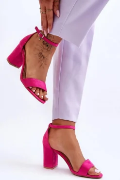 Damskie Boto Zamszowe Sandałki Na Obcasie Fuksja Madame