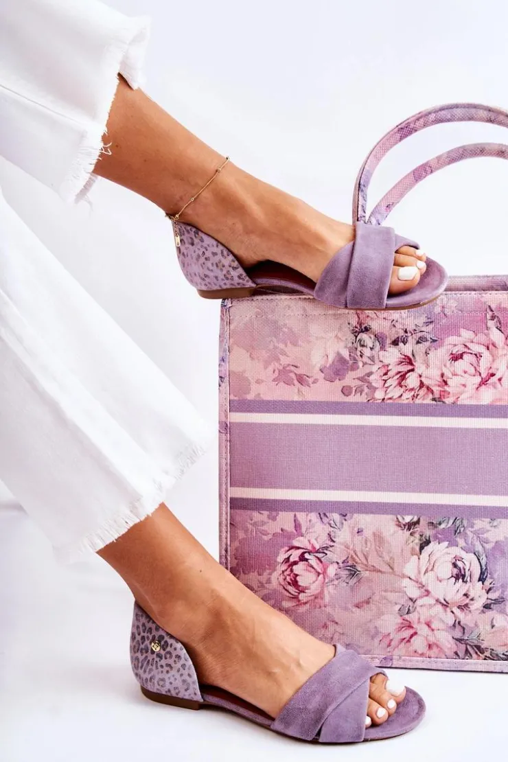 Maciejka Sandały Płaskie*Zamszowe Sandały 03615-05 Fioletowe