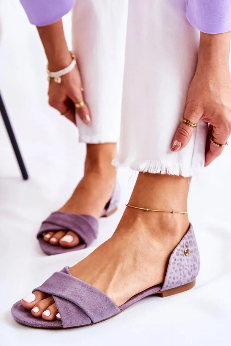 Maciejka Sandały Płaskie*Zamszowe Sandały 03615-05 Fioletowe