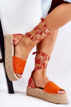 Boto Sandały Na Koturnie*Zamszowe Sandały Na Koturnie Pomarańczowe Livia