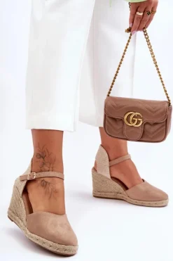 Boto Sandały Na Koturnie*Zamszowe Sandały Na Koturnie Beżowe Selfoss