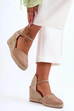 Boto Sandały Na Koturnie*Zamszowe Sandały Na Koturnie Beżowe Selfoss