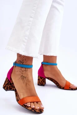 Damskie Boto Zamszowe Sandały Na Niskim Obcasie W Cętki Wielobarwne Quincy